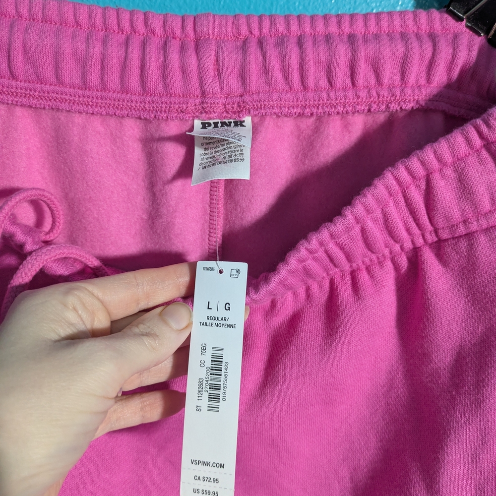 Pink Jogger Sweatpants with Side Lettering Streetwear Comfy Y2k‎ - Picture 2 of 9